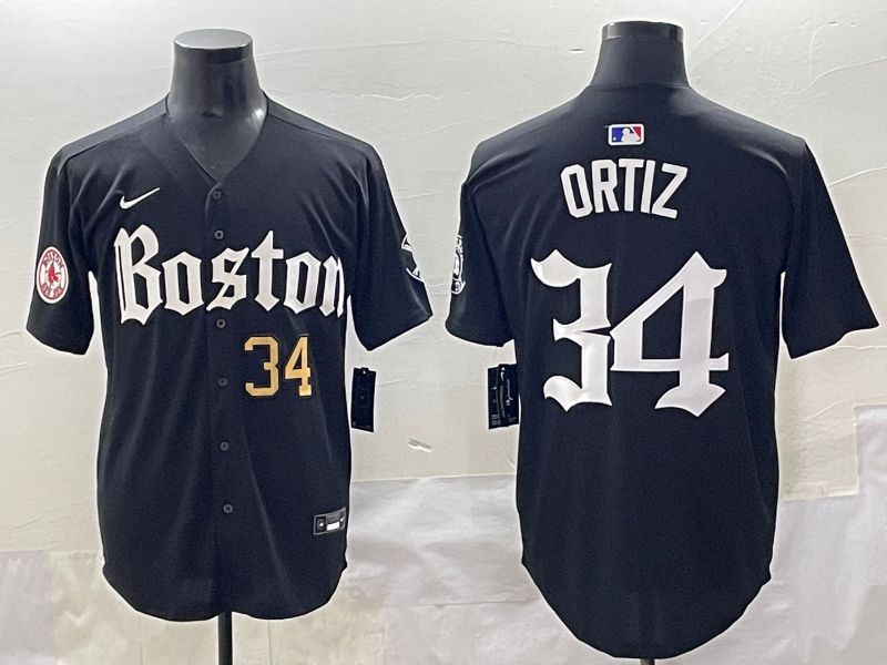 Men 2025 Boston Red Sox #34 Ortiz Black Five generations Joint Name Nike MLB Jersey style 6